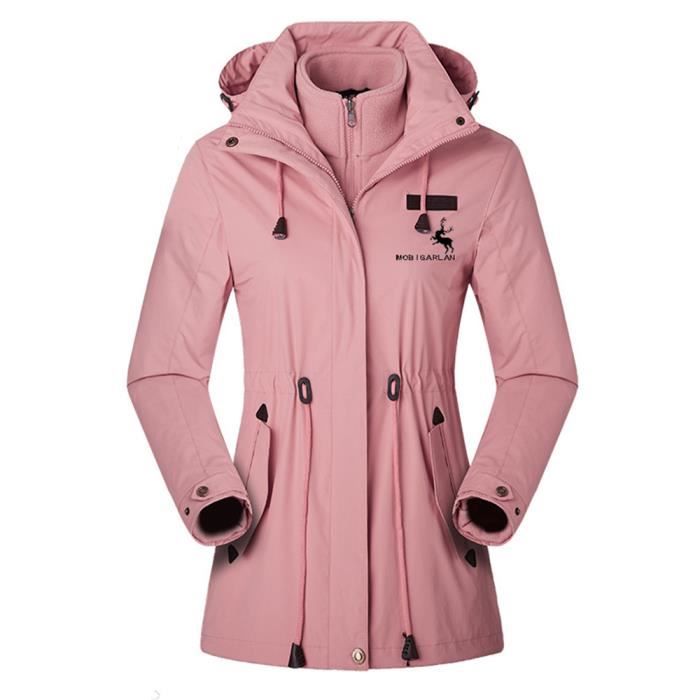 Veste de Ski Femmes uni Montagne Outdoor dhiver Chaud Imperméable Coupe-Vent Randonnée pour Voyage Vêtements WZ1383B1 Rose
