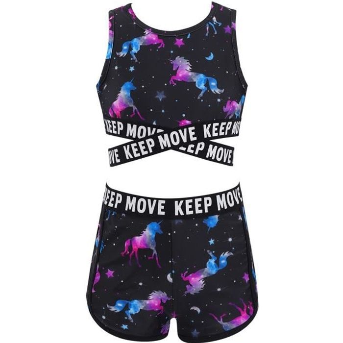 Maillot De Bain Tankini 2 Pièces Petite Fille Arizona - Taille 8 - Motif Noir Groovy 70's - Neuf