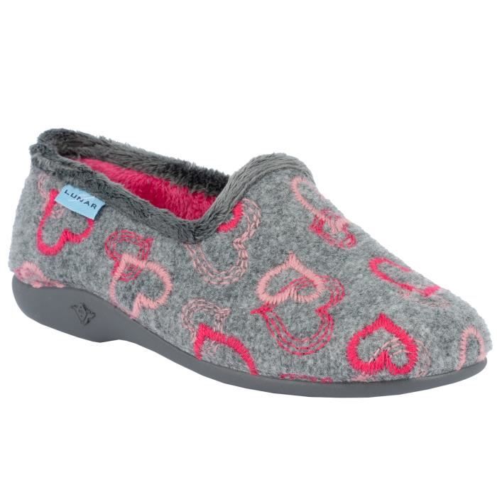 Chaussons JOLLY LUNAR Strass, Cœurs, Logo Fausse fourrure Boucle à l