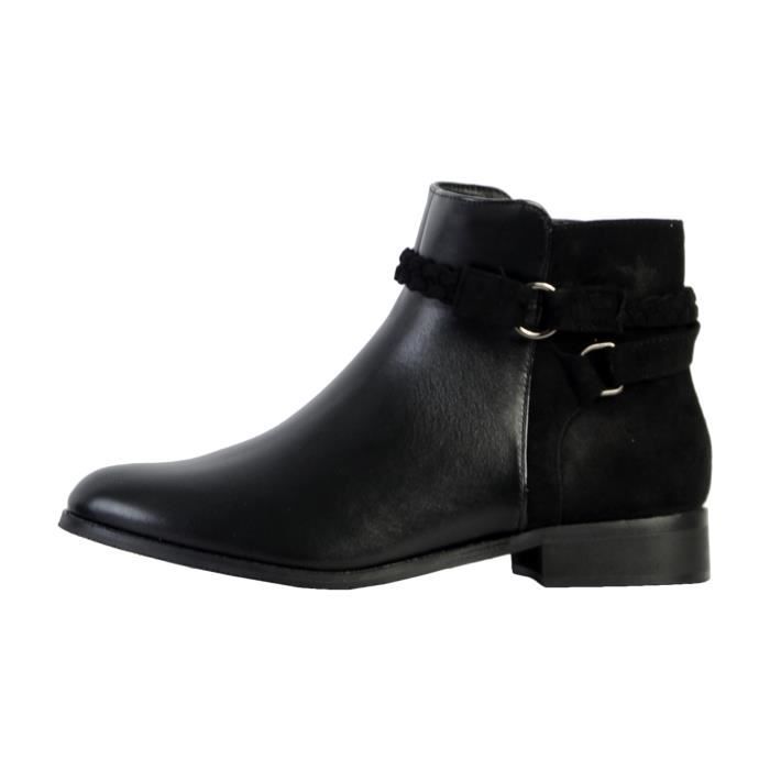 Bottines Femme - The Divine Factory - Noir - Fermeture Zip - Talon Plat - Confortable