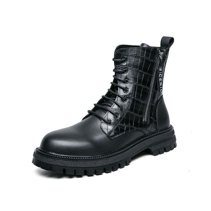 ZXCN 2021 Automne Plate-Forme Noire Femmes Bottines Bottines Fashion Confortable Boucle à Lacets Bottes d'hiver pour Femmes en Cuir