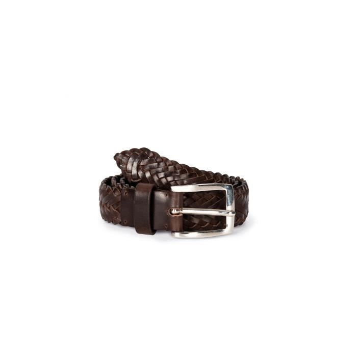 Ceinture Tressée En Cuir Tan Pour Homme - Marque VOGARD - Neuf Sans étiquettes