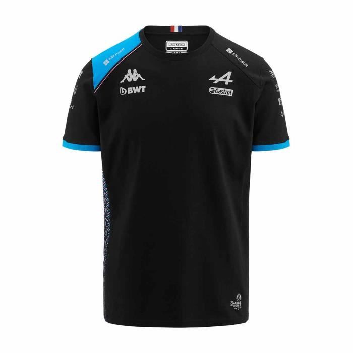 T-Shirt KAPPA AMIRY BWT Alpine F1 Team 2023 pour Garçon - Noir, bleu