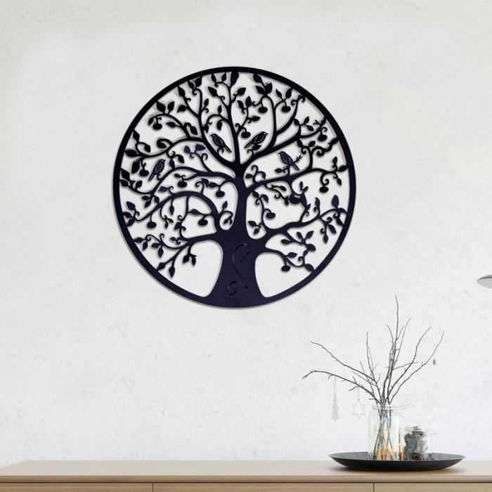 Décoration Murale ARBRE de VIE ronde en Métal couleur BRUN de 50cm -  Cdiscount Maison