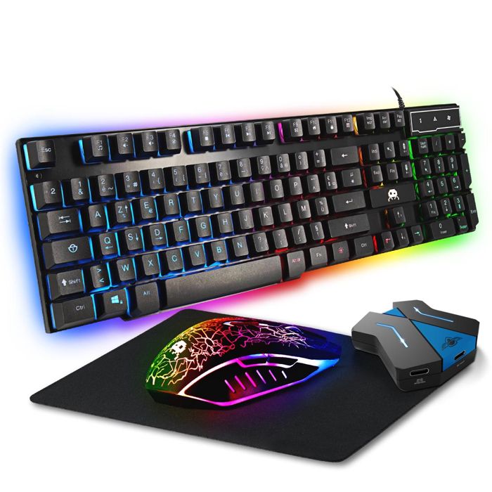 Pack Clavier Gamer LED RGB + Souris + Casque pour PC, Nintendo Switch, PS4,  PS3 et XBOX One - Cdiscount Informatique