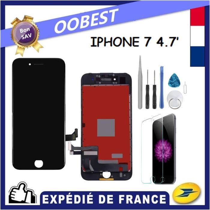 Écran LCD + Vitre Tactile Complète Pour IPhone 7 Noir - Kit Avec Outils - Neuf Sous Blister