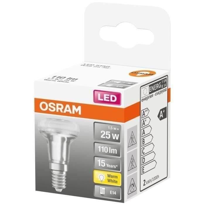 osram - spot r39 led verre clair 1.5w e14 110lm 2700k chaud