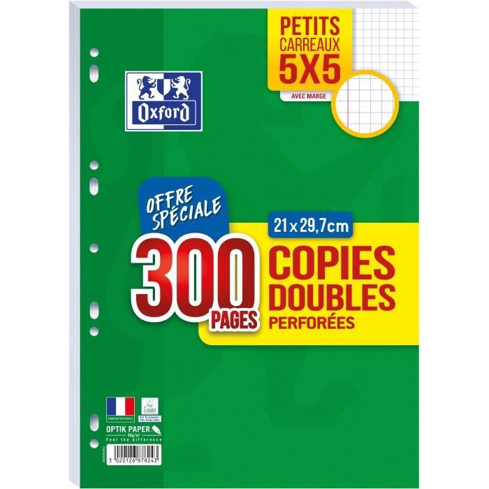 Copies doubles OXFORD perforees 300 pages 90g q5/5
