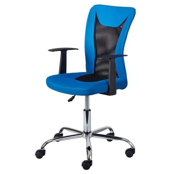 fauteuil de bureau - paris prix - gaspard - bleu - noir - polyuréthane - maille - vérin à gaz