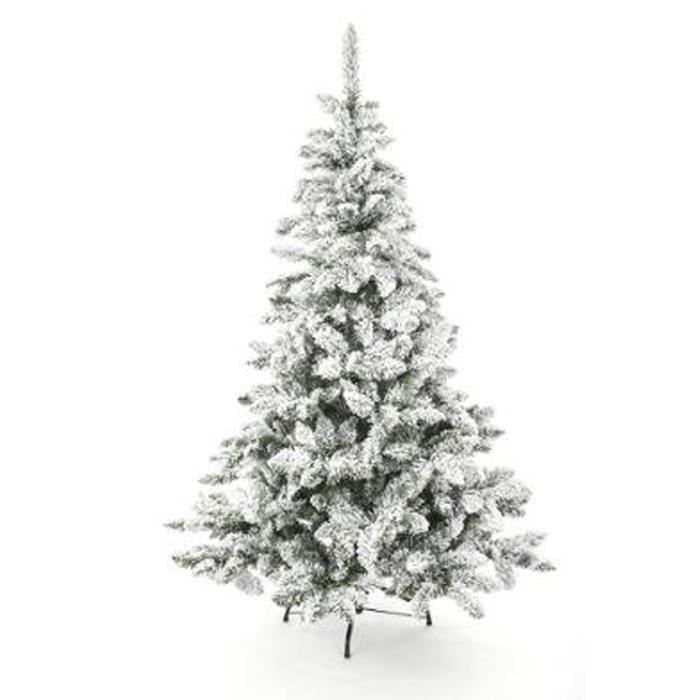 Sapin artificiel de noel floqué en PVC et métal Dim D.100 x H.150