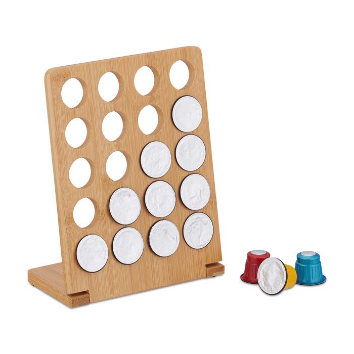 Relaxdays Range-capsules, Support Pour 24 Dosettes, Porte-dosettes Bambou, HxLxP: 36x30x12 Cm Nature 87246467