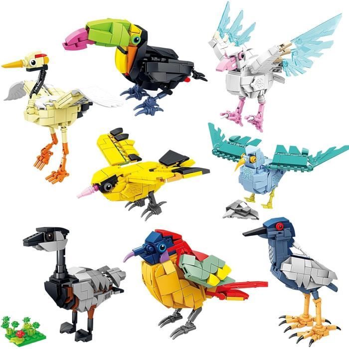Ensemble De Blocs De Construction 8 En 1 Avec Oiseaux Mignons, Cadeaux De Construction Parfaits