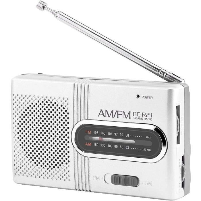 Mini Radio Radiolina Portable FM – Vintage, Avec Antenne Et Jack 3,5 Mm, Grise