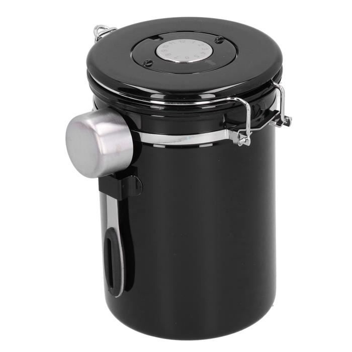 Boîte Hermétique Café 550 Ml Acier Inoxydable 304 - Conserve 180g De Grains - Couvercle Bois Noyer