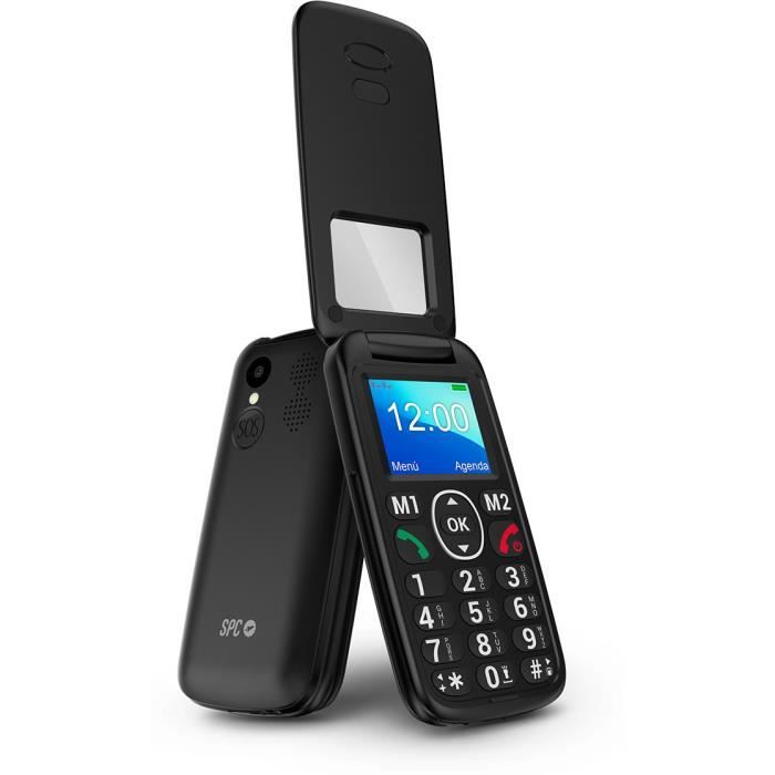 SPC Titan View – Téléphone portable Senior avec grandes touches, bouton SOS, configuration à distance, mémoires directes - Noir