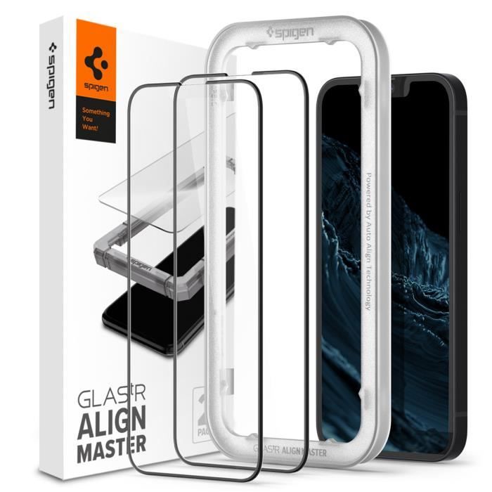 Protection décran - SPIGEN - AlignMaster Cover - Verre trempé - 2 Pack - iPhone 13/13 Pro