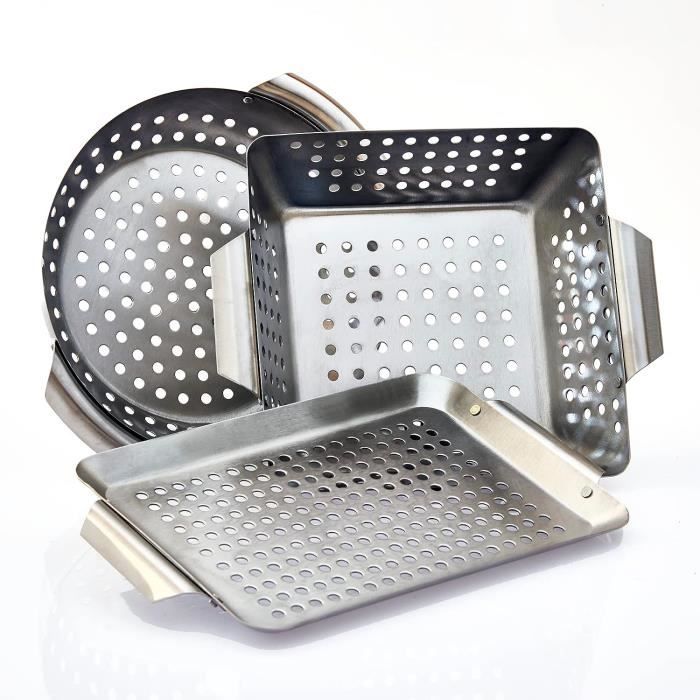 2 Paniers à Charbon Argentés Pour Barbecue - Porte-briquettes 38.5x11x7.5cm