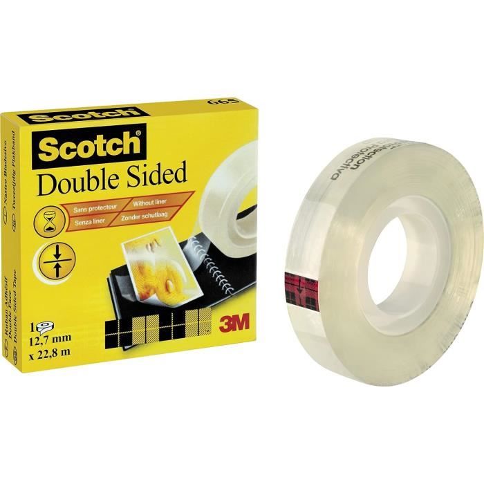 Ruban Adhésif Double-Face Scotch - 12mm X 22.8m, Transparent, Pour Bureau, École Et Loisirs Créatifs