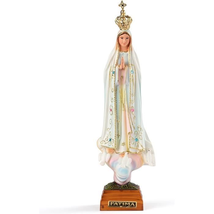 Statue Notre-Dame De Grâce - Vierge Marie Peinte à La Main En Résine - 27,4 Cm - Décoration Religieuse Pour Autel Ou Maison