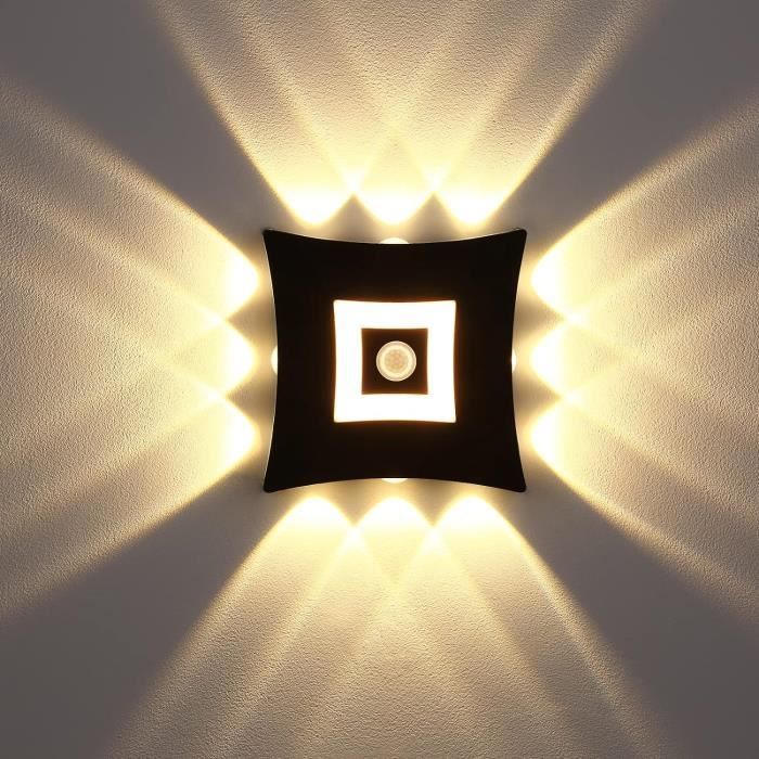 Lámpara De Pared Exterior LED 18W Con Sensor De Movimiento PIR - IP65 Impermeable, Luz Cálida 3000K - Para Jardín, Pasillo, Garaje (color Negro)