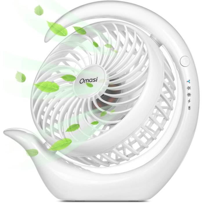 Mini Ventilateur De Bureau Portable 3 Vitesses USB - Blanc - Pour Étudier, Travailler, Dormir
