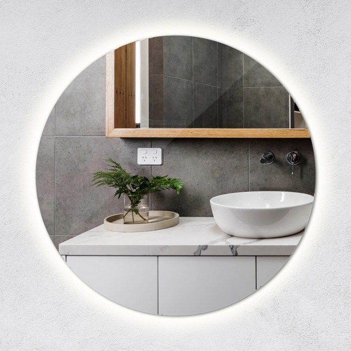 Miroir LED Rond suspendu pour petite salle de bain, 40 cm - lumière froide - Maison