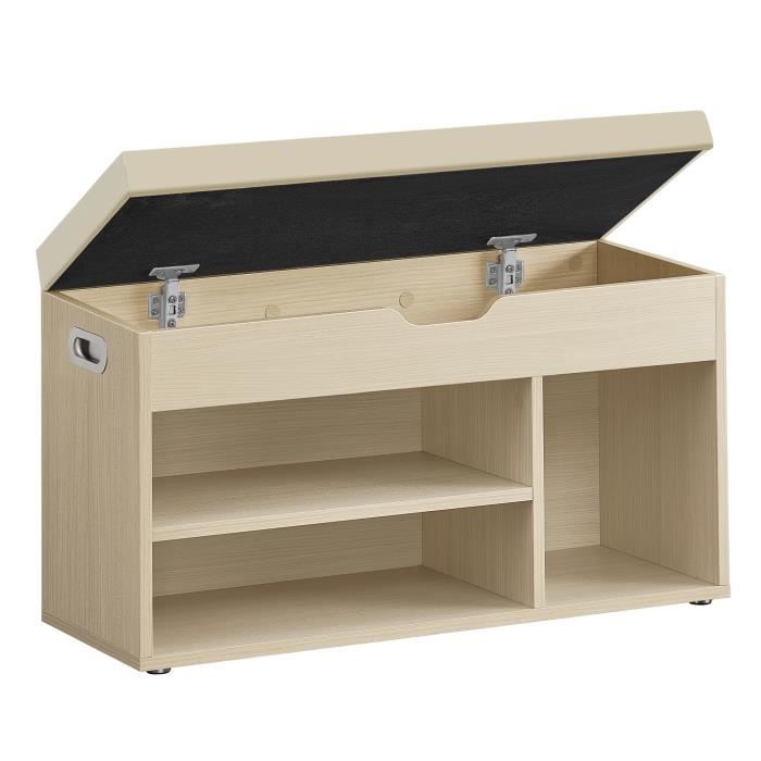 Meuble à Chaussures Rembourré - VASAGLE - 3 Compartiments - Beige Naturel - Capacité de Charge 150 kg