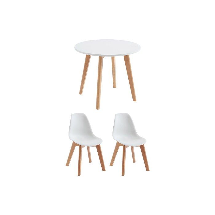 Ensemble table enfant LOULOUNE + 2 chaises LILINOU - Blanc Ensemble table enfant LOULOUNE + 2 chaises LILINOU - Blanc