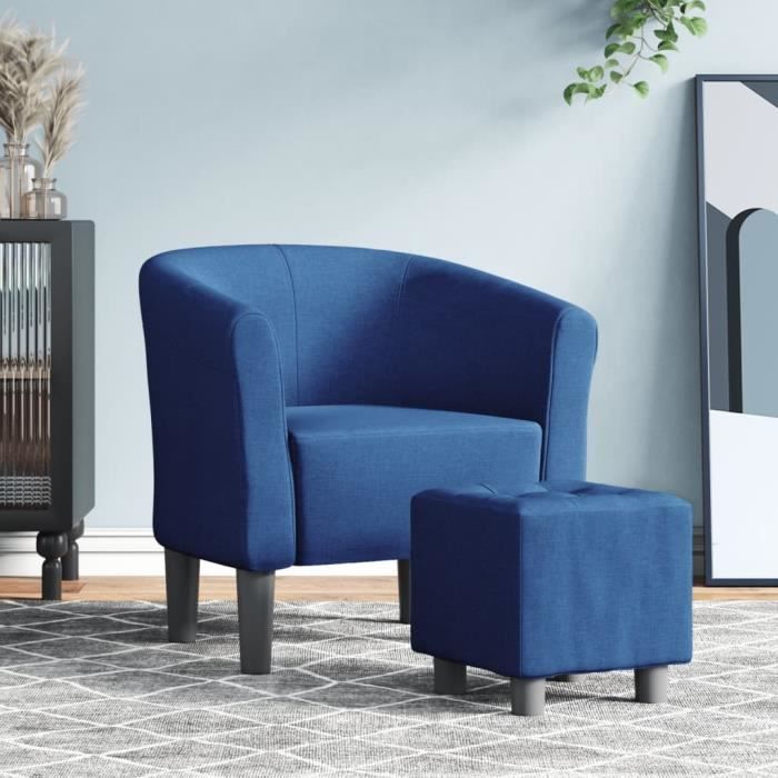 SALE 2024 Fauteuil Salon JMS - Fauteuil cabriolet avec repose-pied - bleu tissu 13 8 Kg 2976