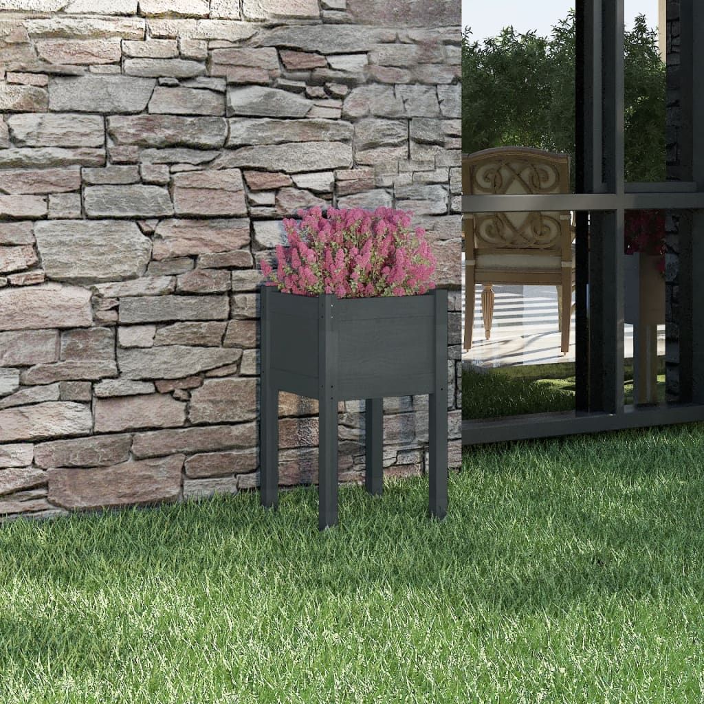 vidaXL Jardinière dextérieur Gris 40x40x70 cm Bois de pin massif