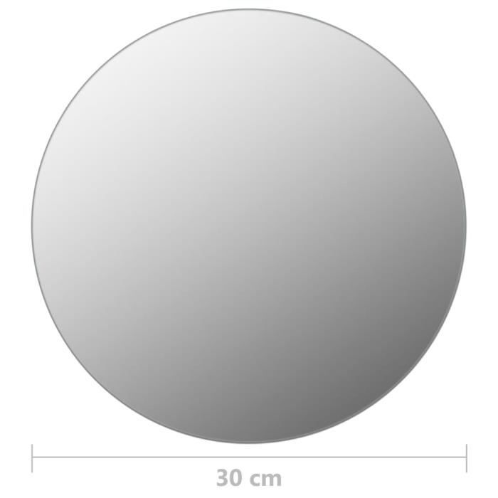 Miroir mural sans cadre avec lampes LED - VINGVO - Diamètre 30cm - Argenté - Blanc chaud et blanc froid