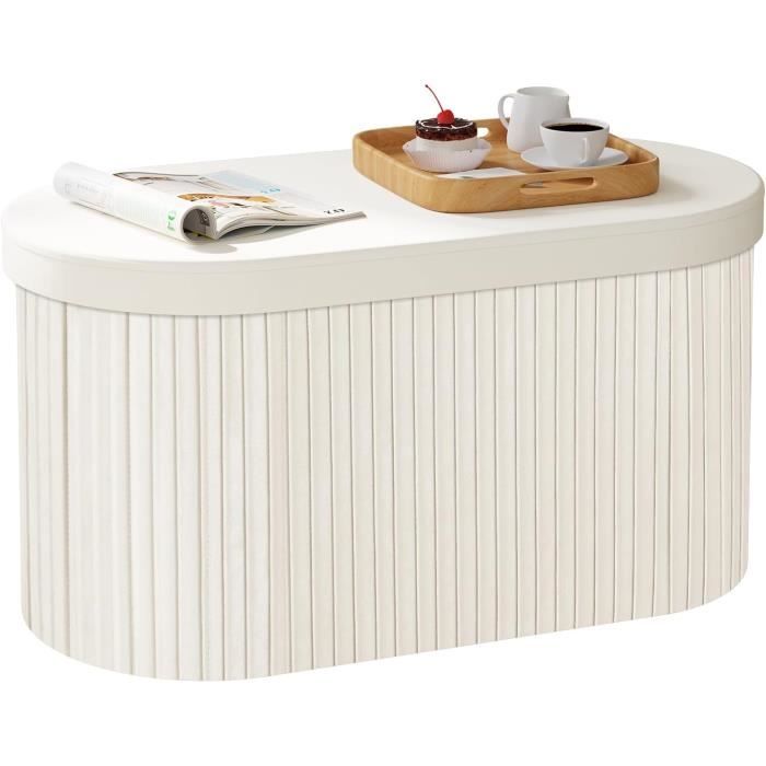 WOLTU Pouf avec Rangement 76L Tabouret Ovale Pliable avec Couvercle Rembourré Coffre en Velours 76x38x38cm Crème W0ETT0138 WOLTU Pouf avec Rangement 76L Tabouret Ovale Pliable avec Couvercle Rembourré Coffre en Velours 76x38x38cm Crème W0ETT0138