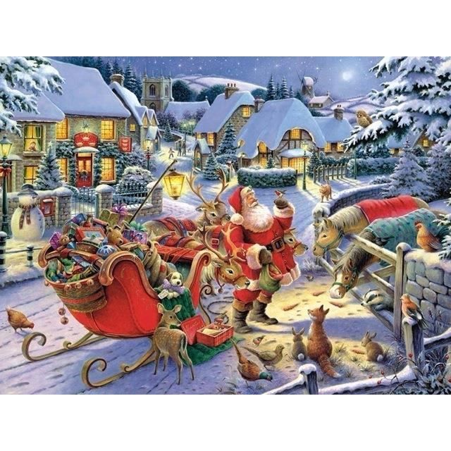 Kit Peinture Par Numéros Noël Avec Cadre 20x30cm - Père Noël Pour Adultes Et Enfants
