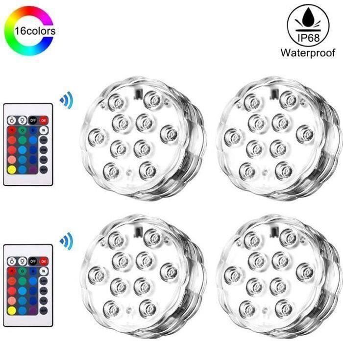 Lot De 3 Lumières LED Submersibles Étanches Avec Télécommande – 16h D’Autonomie – Pour Vase, Bassin, Mariage, Décoration