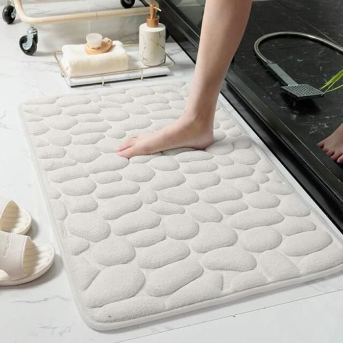 JS04553Tapis de salle de bain en galets antidérapants. absorbant. en