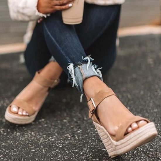 Escarpin compens pour femme HB beige Achat Vente Escarpin