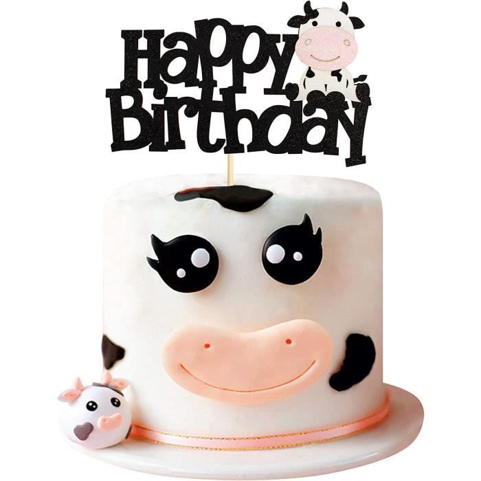Lot de 24 décorations pour cupcake en forme de vache - Joyeux anniversaire  - Pour fête prénatale, vache, ferme, animaux, zoo, thème enfants, garçons  et filles : : Cuisine et Maison