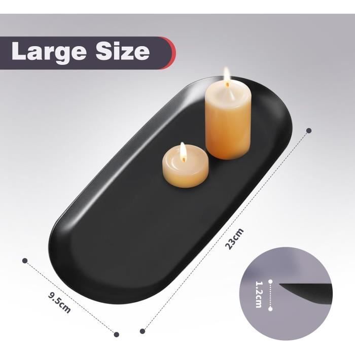Plateau Anti-dérapant Cuisine 2pcs Plateau Décoratif Rectangulaire Résine Noir - Organisateur Salle De Bain, Toilette Et Cosmétiques - Support Savon Bougies Serviettes