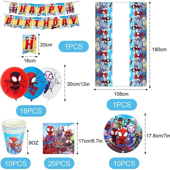 Guboom Vaisselle Fête Anniversaire Spiderman Décoration Thème D enfants Set  Fêtes Supplies Ballons - Cdiscount Maison