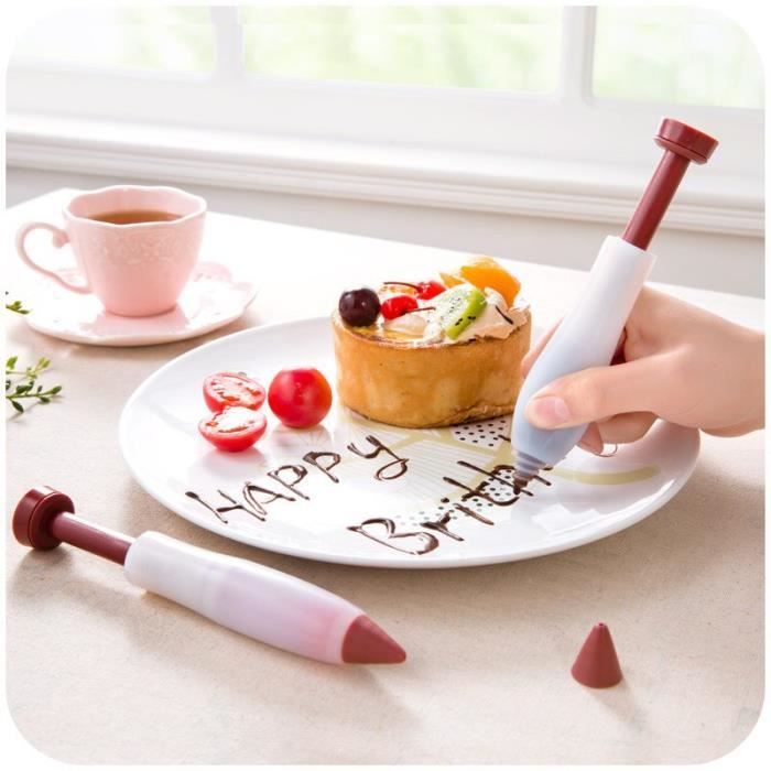 Stylo d'écriture alimentaire en Silicone, outils de décoration de chocolat,  moule à gâteau, tasse à