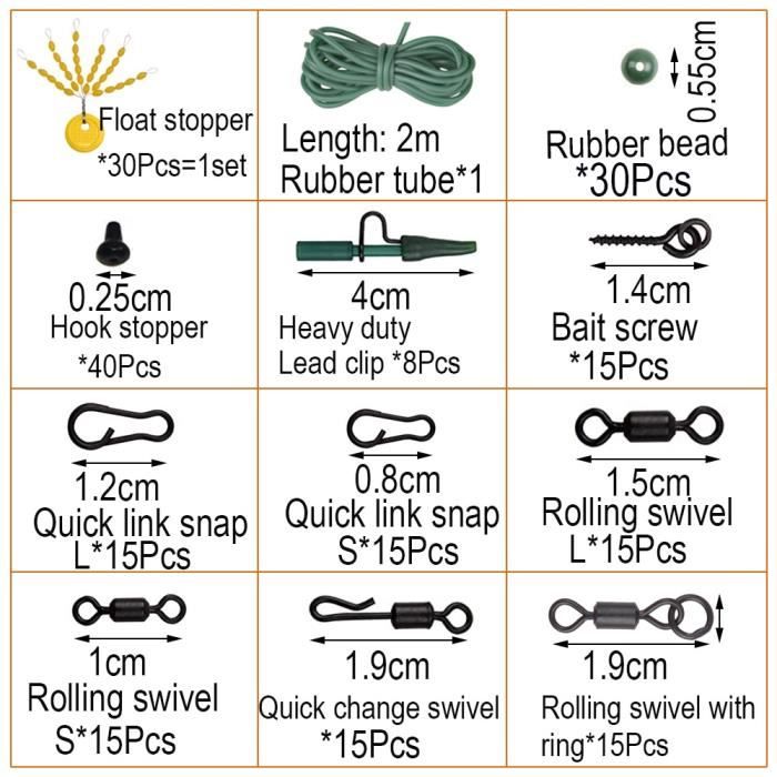 Outils de pêche,Kit d'accessoires de pêche à la carpe,queue de Clip en  plomb,pivot en caoutchouc pour plate forme,méthode- Type 10 - Cdiscount  Sport
