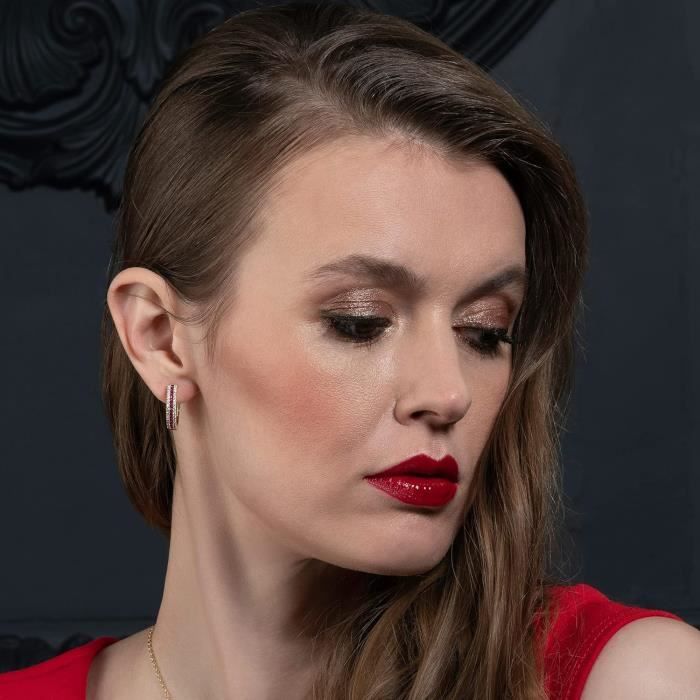 Boucles D'oreilles Doubles Avec Zircon Et Chaînes - Acier Inoxydable Argenté | Neuf Tres.Or