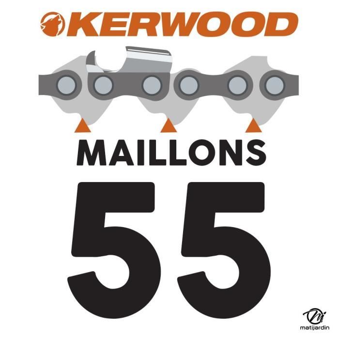 Guide tronçonneuse Kerwood 40 cm 3/8 LP 1,3 mm 55 maillons
