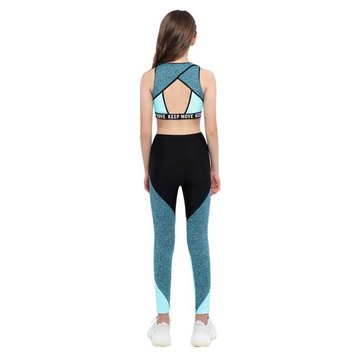Ensemble Sport Camouflage Fille - Crop Top Et Legging - Taille 5-14 Ans - Pour Yoga, Danse, Fitness - Polyester/Spandex - 10