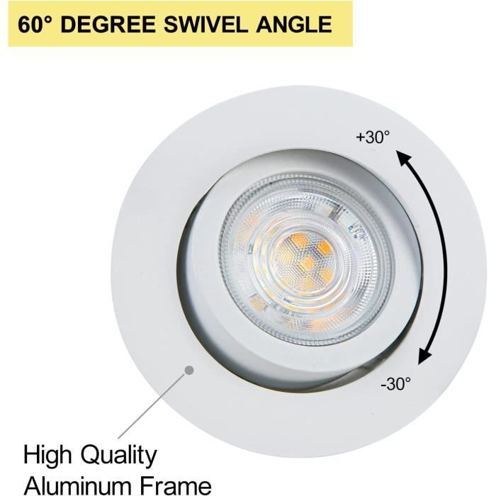 Emos Exclusive Spot LED Encastrable - Lampe Plafond Orientable 50° pour ampoules  LED 12 Spots LEDs Ronds 5 W/450 Lumens [3000K] - Cdiscount Maison