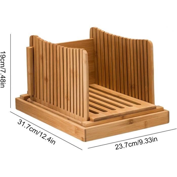 Trancheuse à Pain en Bambou avec Planche à Découper, Trancheuse à Pain Pliable et Réglable, Adaptée pour Pain Maison et Gâteau