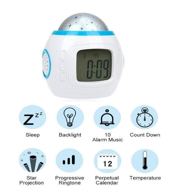Lampe de poche LED Cadeau Heure monde numérique Réveil de voyage, multi