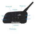 Excelvan V6 Interphone Moto Bluetooth Lot de 2 Intercom Haut-parleurs Talkie-walkie sans Fil Communication Casque 6 Riders Noir-2