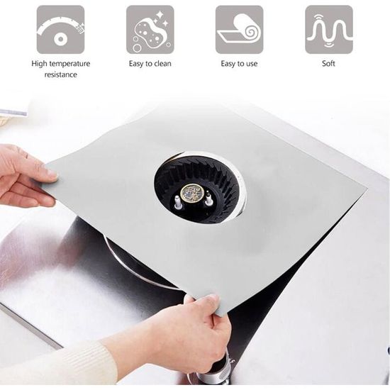 10 Protections Plaque De Cuisson Gaz Réutilisables En Téflon - 27x27cm | Tapis Anti-Graisse & Faciles à Nettoyer | Universels, à Découper Selon Vos Brûleurs