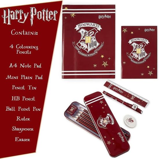 Set Papeterie Harry Potter - Carnet A5, Trousse, 6 Stylos - Officiel Warner Bros - Idée Cadeau Fan